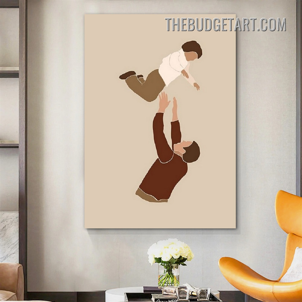 Father Son Abstract Figure Scandinavian Painting Picture Canvas Art Print for Room Wall Décor