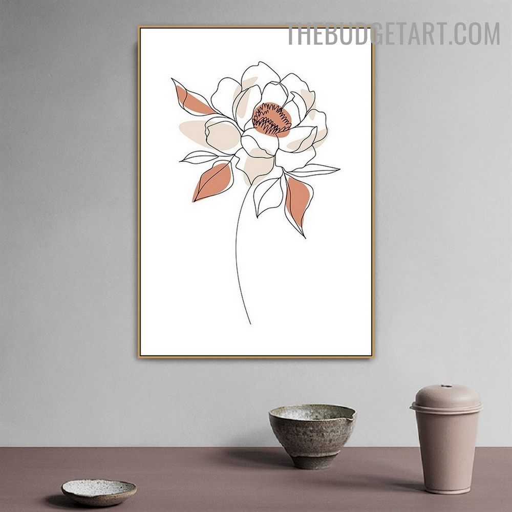 Rose Leafage Abstract Botanical Minimalist Modern Painting Picture Canvas Print for Room Wall Moulding