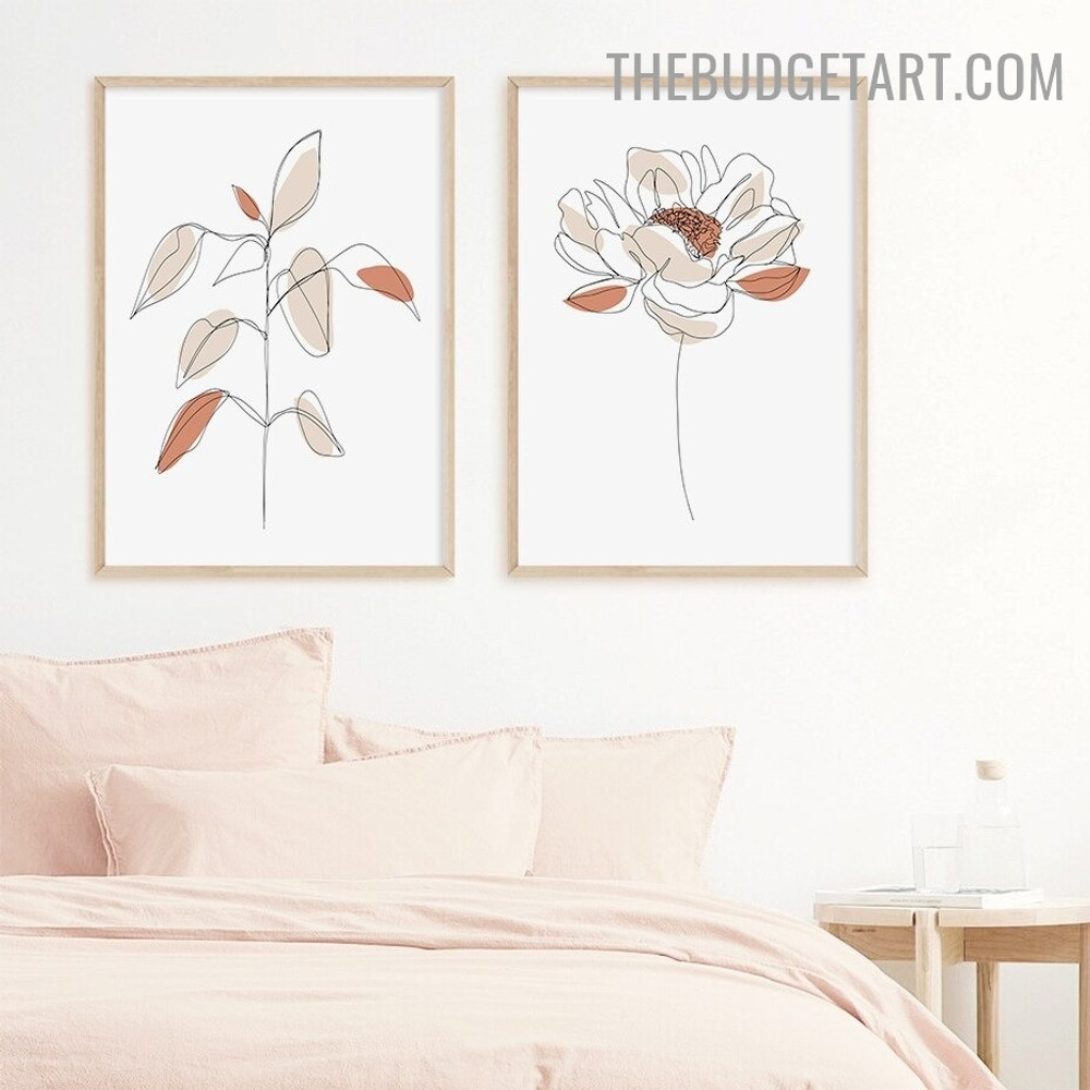 Rosebush Abstract Botanical Minimalist Modern Painting Pic Canvas Print for Room Wall Illumination 