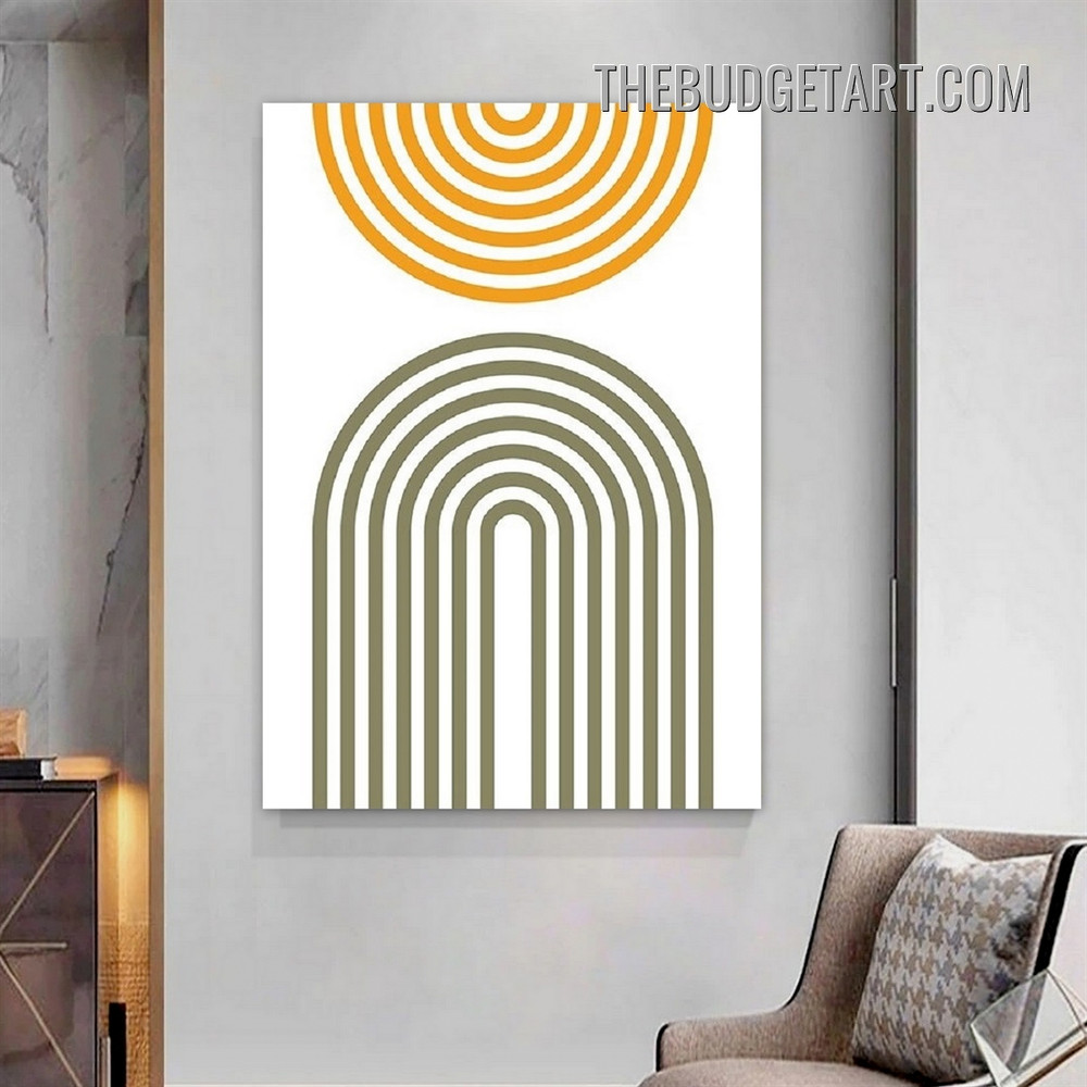 Roundabout Lineaments Abstract Scandinavian Contemporary Painting Picture Canvas Art Print for Room Wall Molding