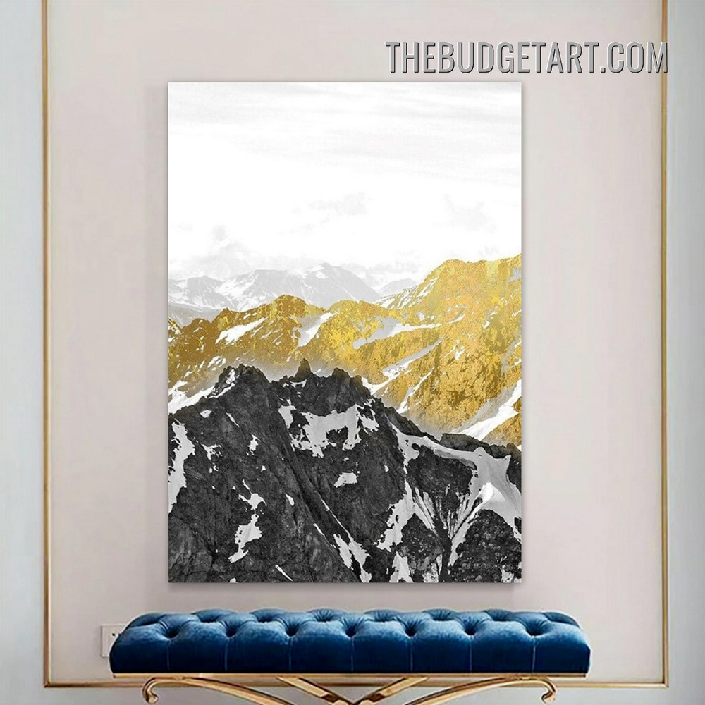 Snow Hills Naturescape Modern Painting Picture Canvas Art Print for Room Wall Flourish