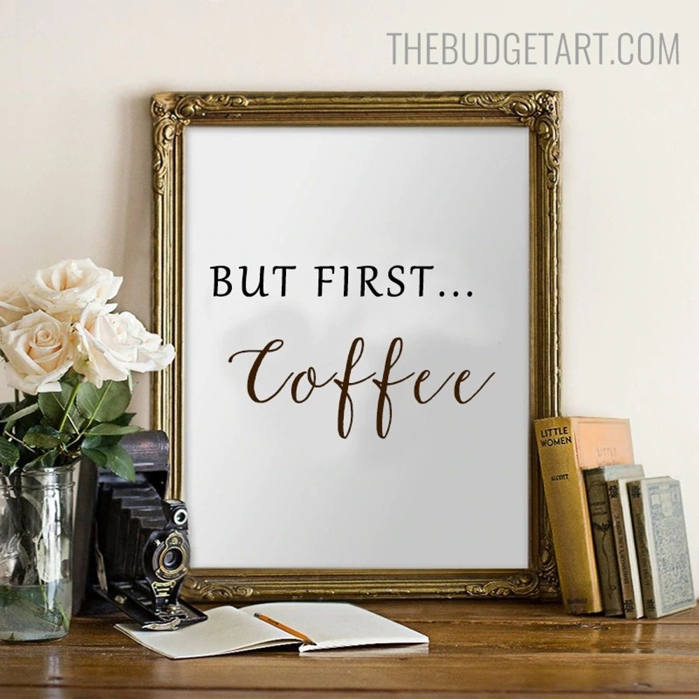 Coffee Quote Modern Portraiture Picture Canvas Print for Room Wall Decor