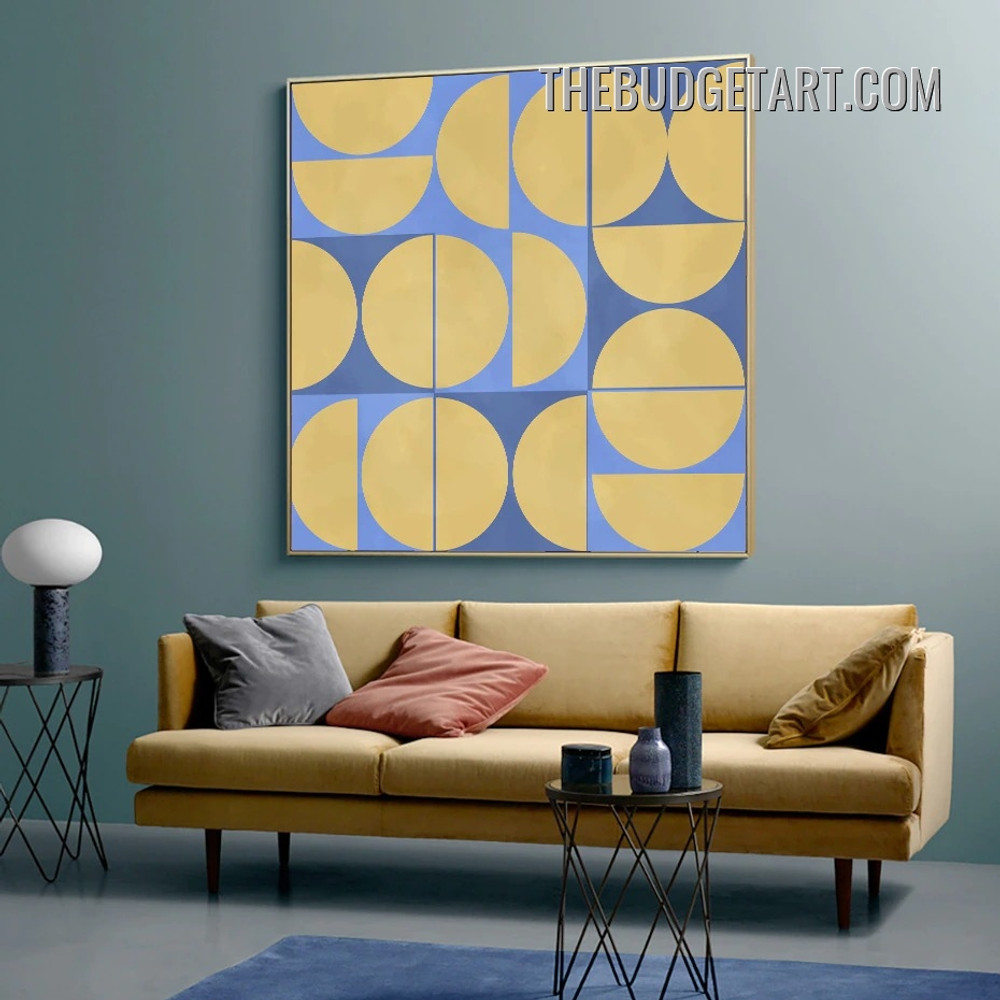 Geometric Semi Circles Abstract Modern Painting Picture Canvas Wall Art Print for Room Finery