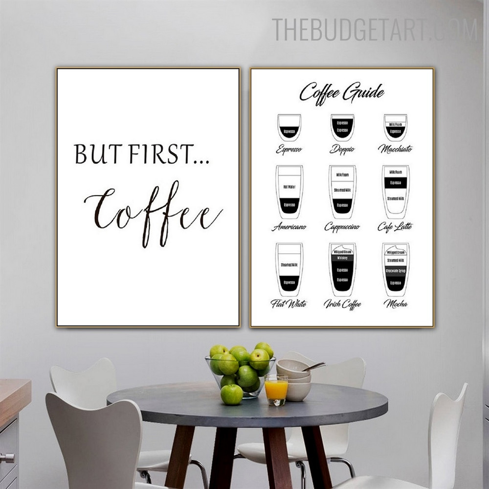But First Coffee Quote Modern Portrayal Image Canvas Print for Room Wall Outfit
