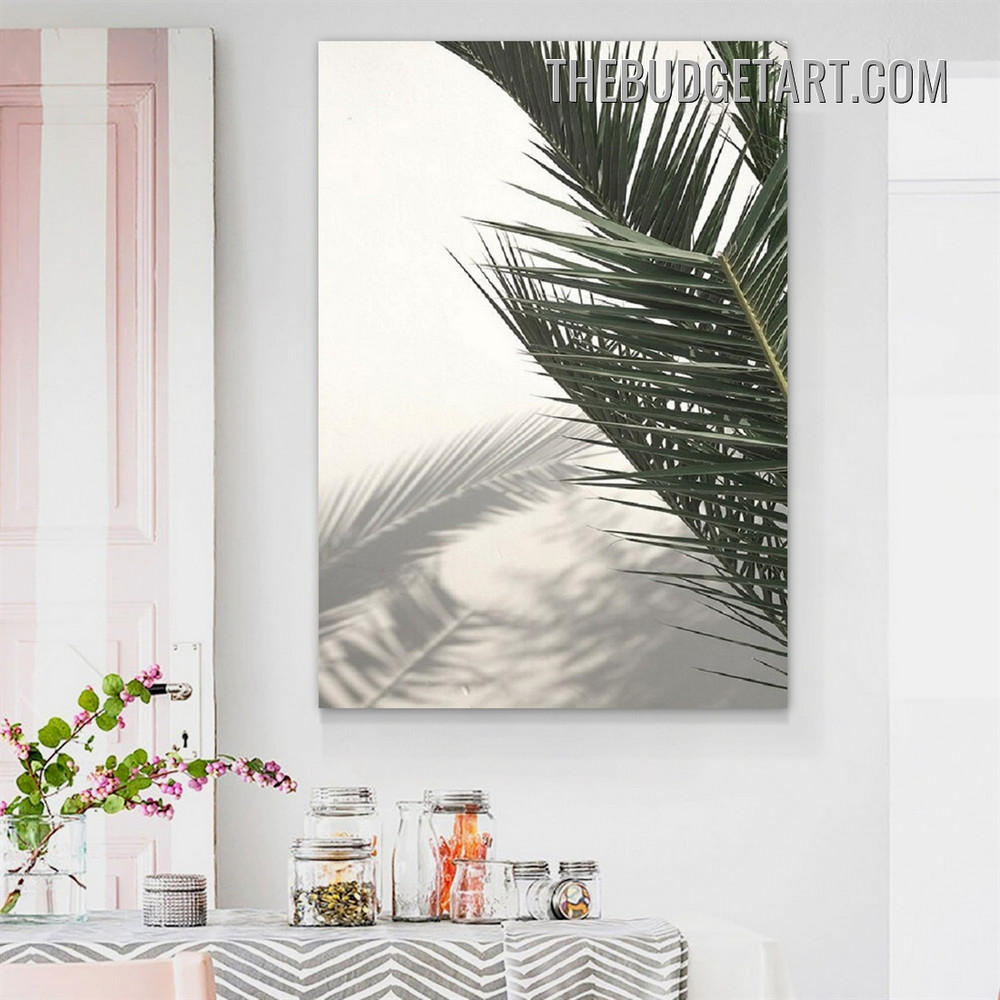 Tropical Green Palm Leaves Nordic Botanical Painting Picture Canvas Wall Art Print for Room Assortment
