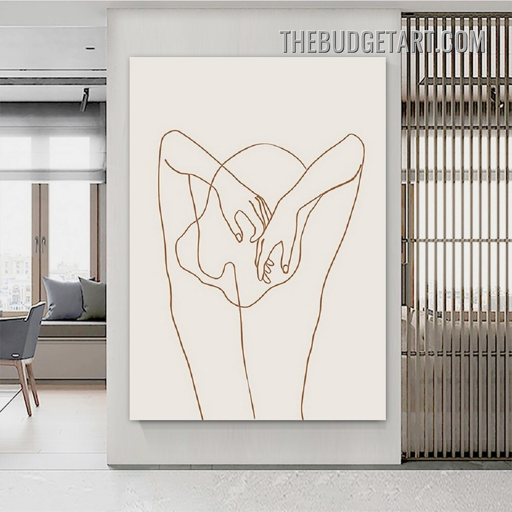 Line Art Girl Figure Abstract Vintage Painting Picture Canvas Wall Art Print for Room Finery