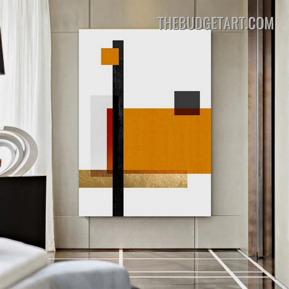 Rectangle With Squares Abstract Geometric Modern Painting Picture Canvas Wall Art Print for Room Molding