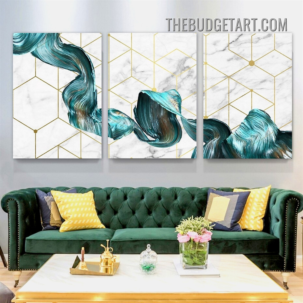 Geometric Marble Pattern Nordic Abstract Modern Painting Picture 3 Piece Canvas Wall Art Prints for Room Garniture