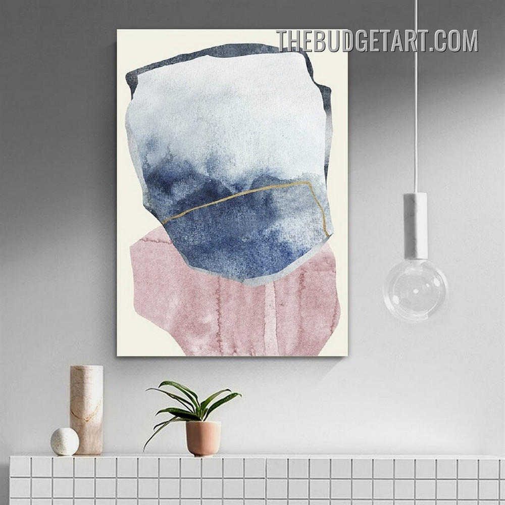 Meandering Smudges Abstract Modern Painting Picture Canvas Wall Art Print for Room Ornament