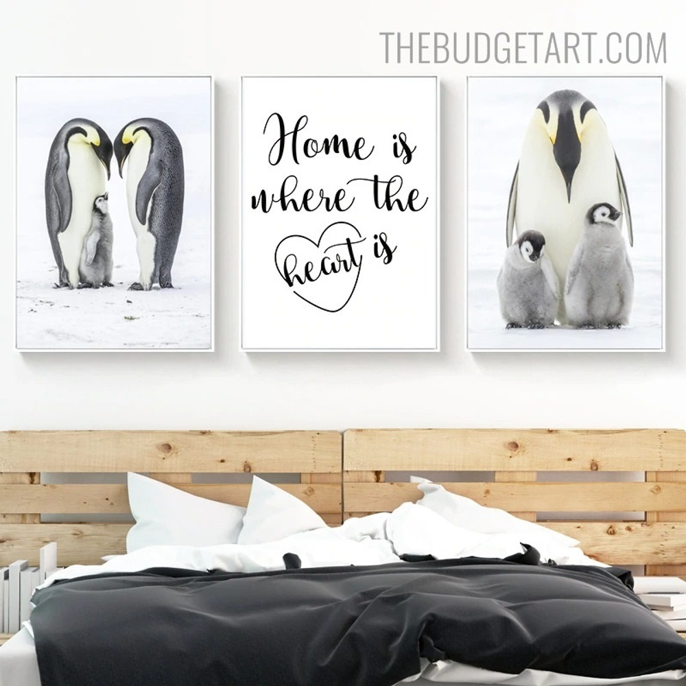 Home is Where Quote Bird Modern Artwork Portrait Canvas Print for Room Wall Decoration