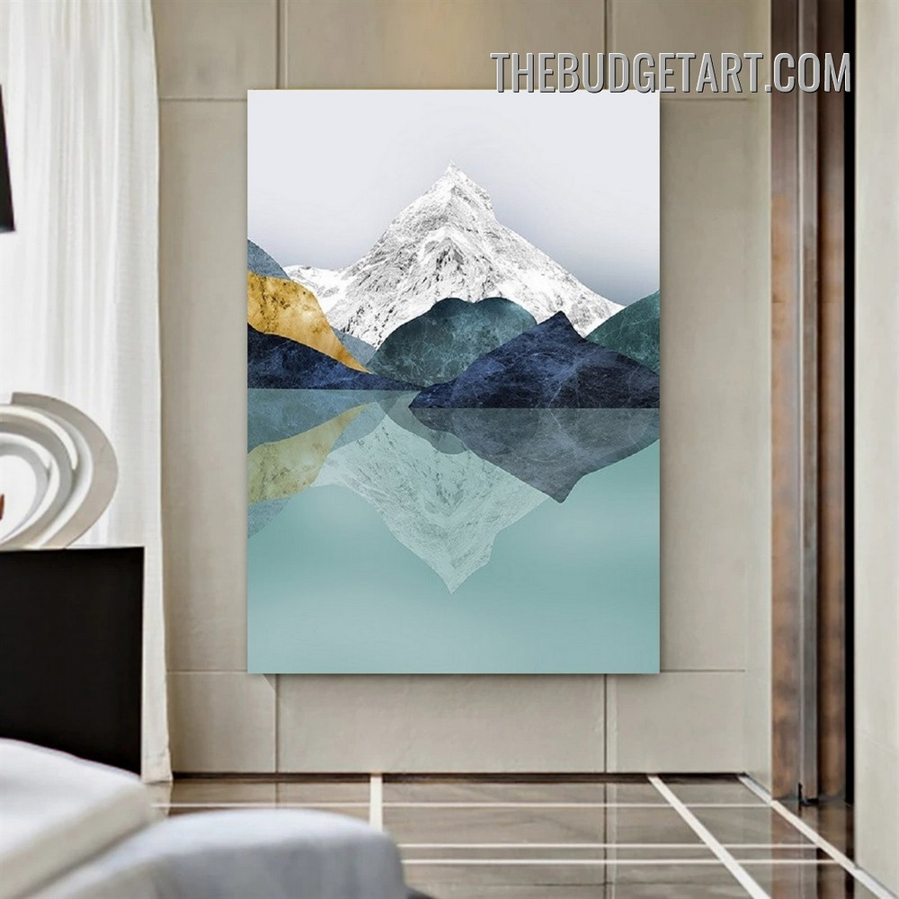 Mountains Abstract Landscape Painting Picture Canvas Art Print for Room Wall Arrangement