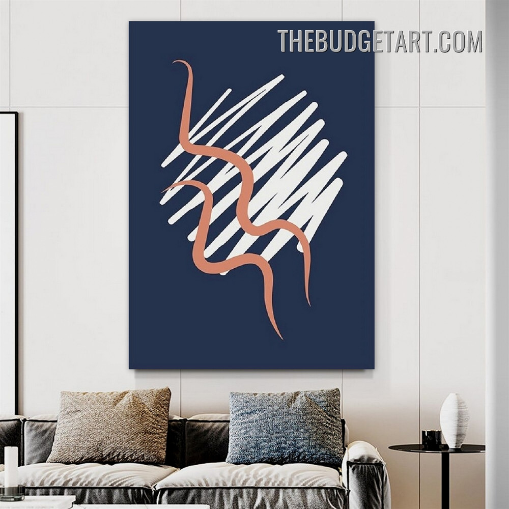 Zigzag Lineaments Abstract Contemporary Painting Picture Canvas Art Print for Room Wall Finery