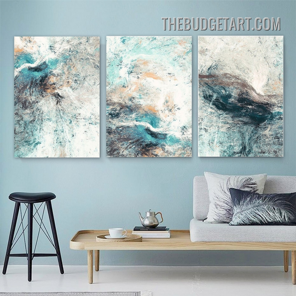 Colorific Marble Design Abstract Modern Painting Picture 3 Piece Canvas Art Prints for Room Wall Drape