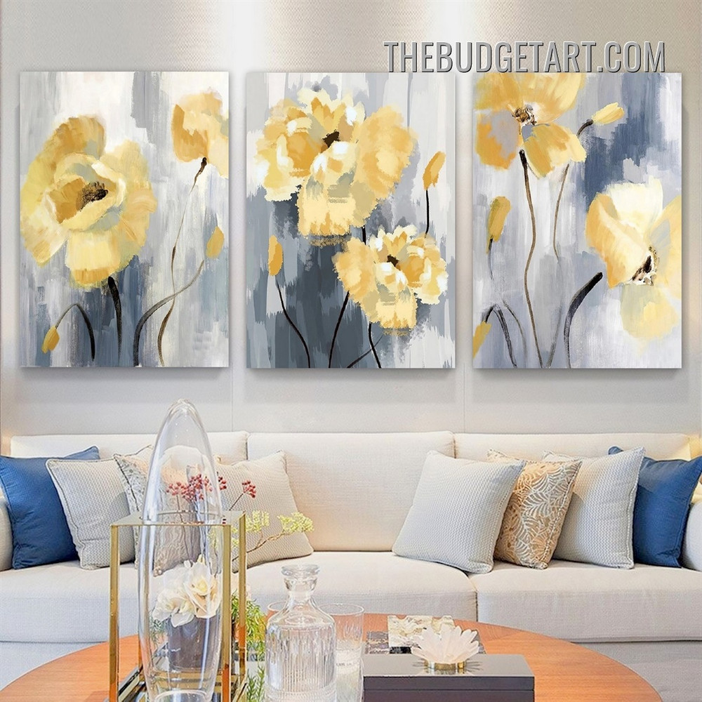 Spots Flowers Nordic Floral Modern Painting Picture 3 Piece Abstract Canvas Wall Art Prints for Room Molding