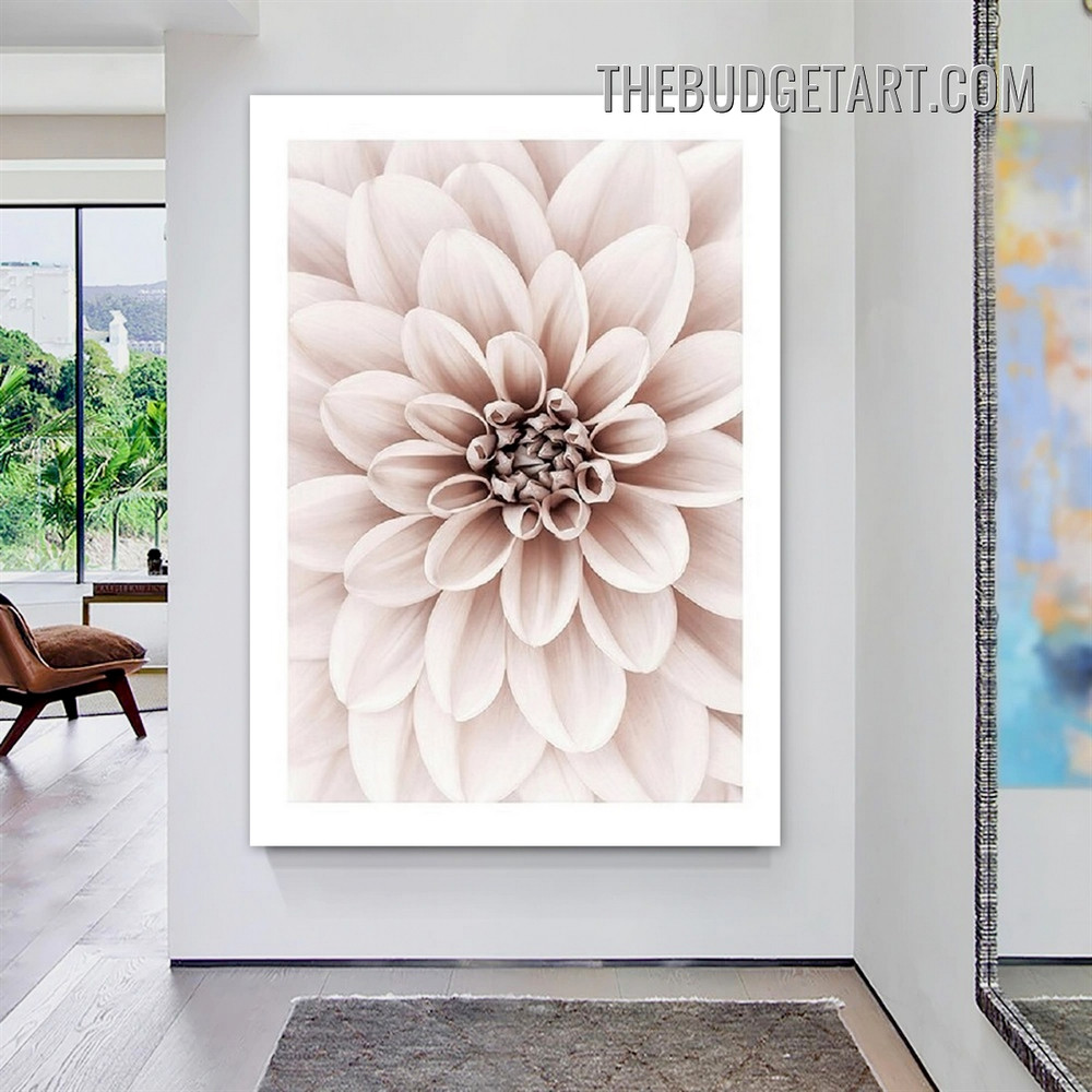 Pink Dahlia Blossom Floral Modern Painting Picture Canvas Wall Art Print for Room Décor