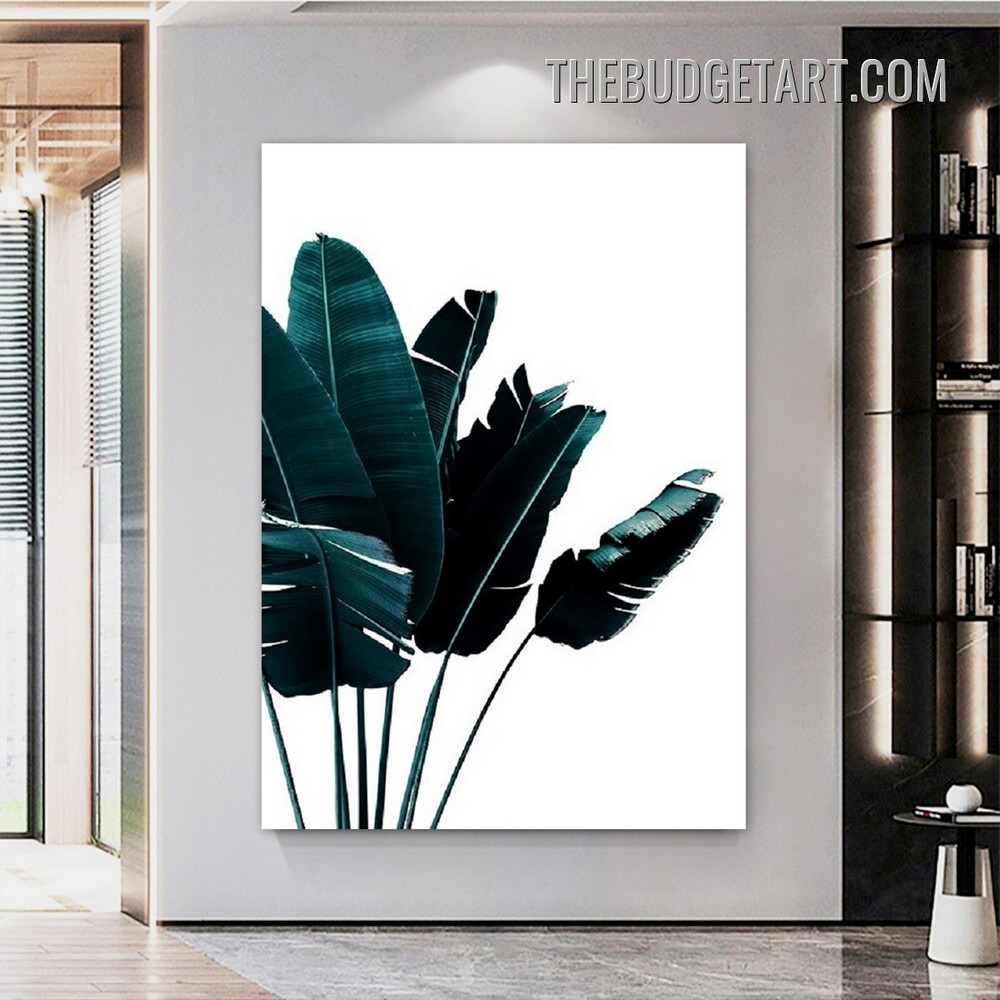 Dark Green Banana Leaves Nordic Botanical minimalist Painting Picture Canvas Art Print for Room Wall Molding