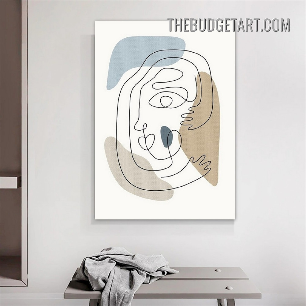 Roundabout Line Face Abstract Modern Painting Picture Canvas Art Print for Room Wall Molding