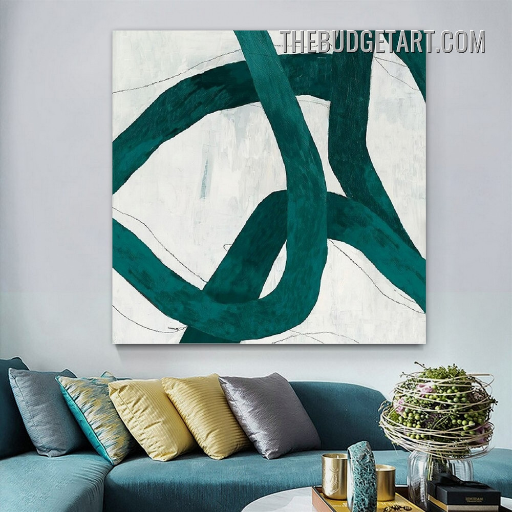 Wiggly Lineaments Smears Abstract Modern Painting Picture Canvas Wall Art Print for Room Garniture