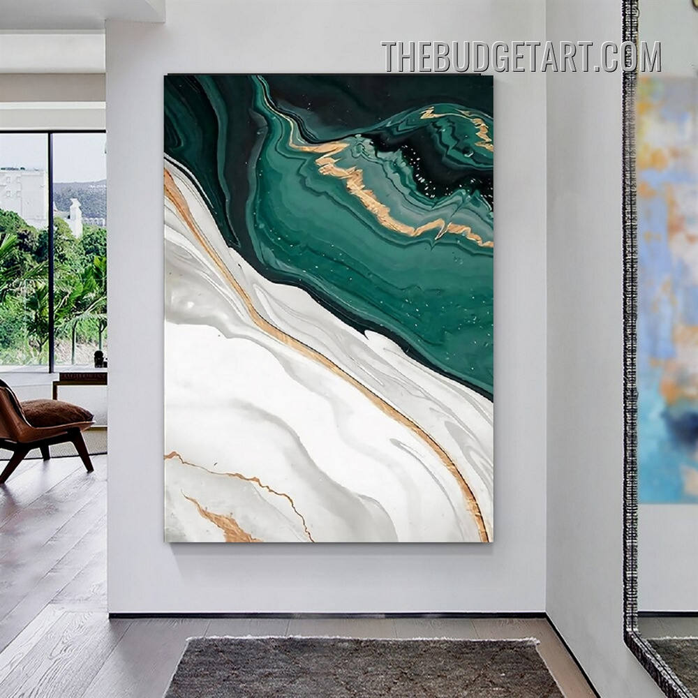 Golden Winding Smears Abstract Modern Painting Picture Canvas Art Print for Room Wall Arrangement