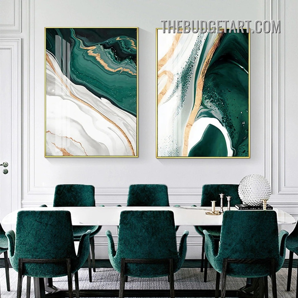 Smudges Marble Modern Painting Picture 2 Piece Abstract Canvas Art Prints for Room Wall Embellishment