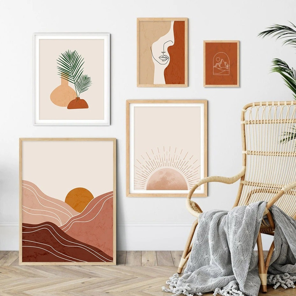 Mount Contour Sketches Sun Scandinavian Cheap 5 Multi Panel Landscape Wall Art Photograph Abstract Canvas Print For Room Assortment