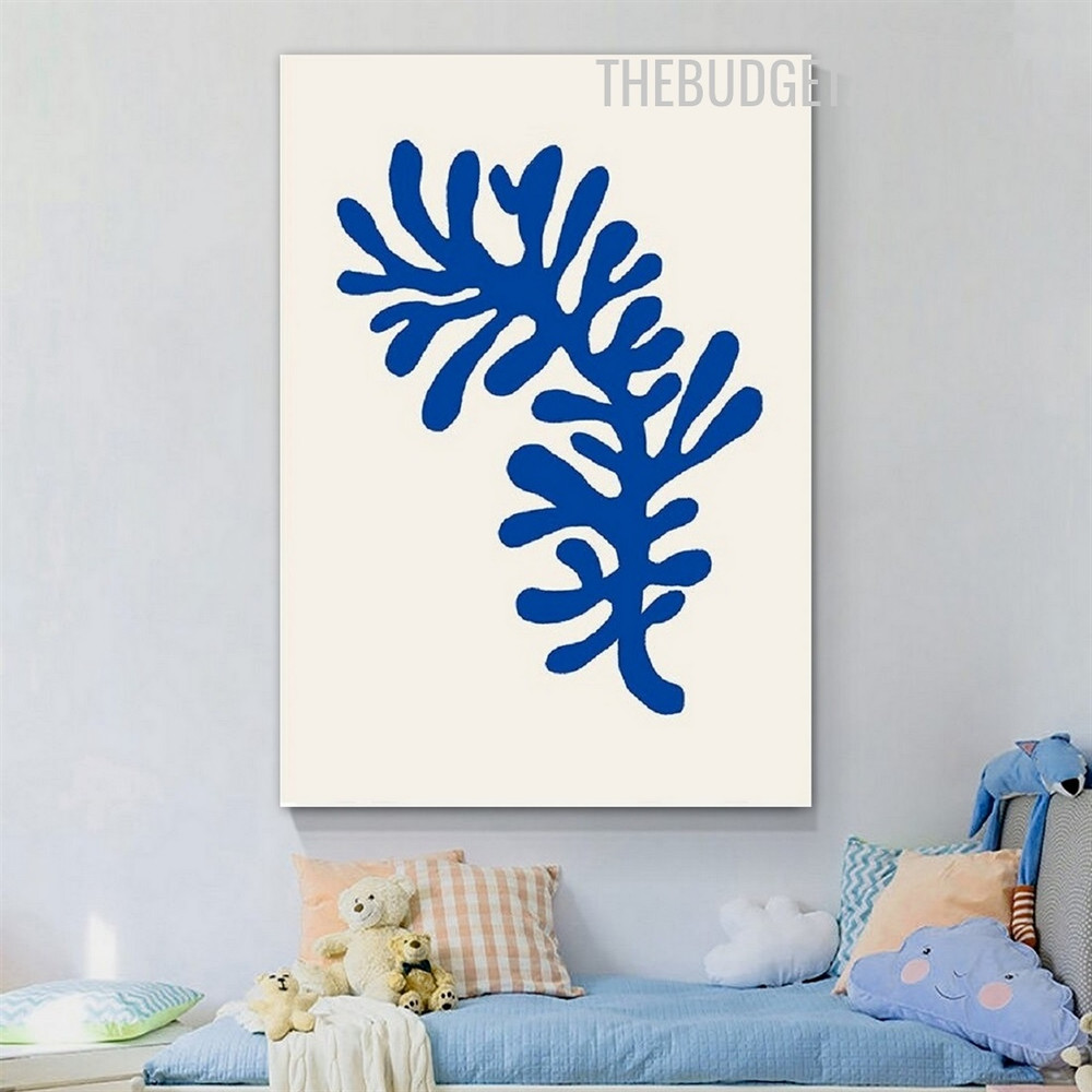 Blue Stain Leaves Nordic Abstract Botanical Painting Picture Canvas Wall Art Print for Room Wall Decoration