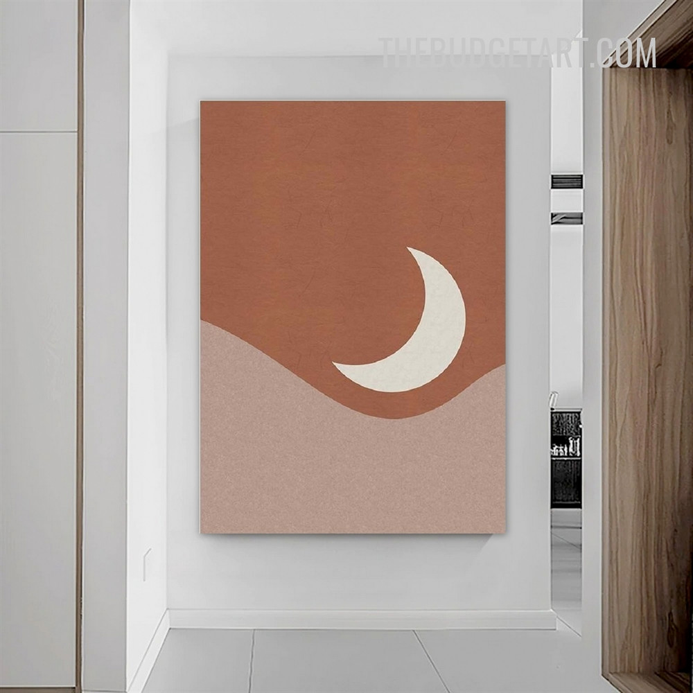 Mountain Moon Abstract Landscape Scandinavian Painting Picture Canvas Wall Art Print for Room Molding