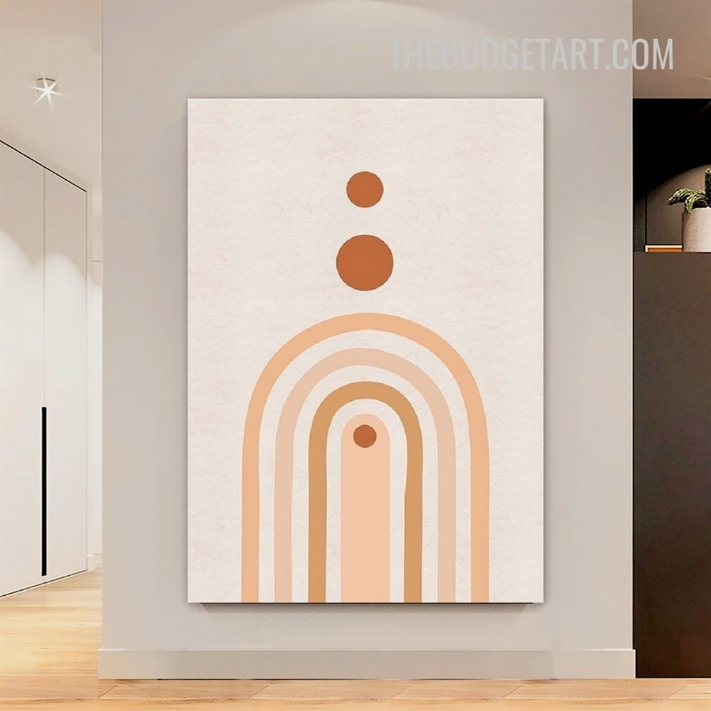 Roundabout Lines Circles Abstract Geometric Scandinavian Painting Picture Canvas Art Print for Room Wall Flourish