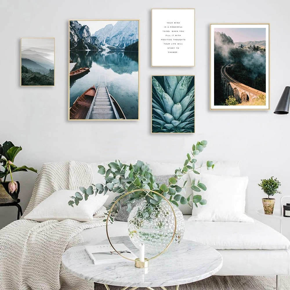 Nine Arches Bridge Abstract 5 Multi Panel Landscape Scandinavian Artwork Set Picture Canvas Print for Wall Hanging Outfit