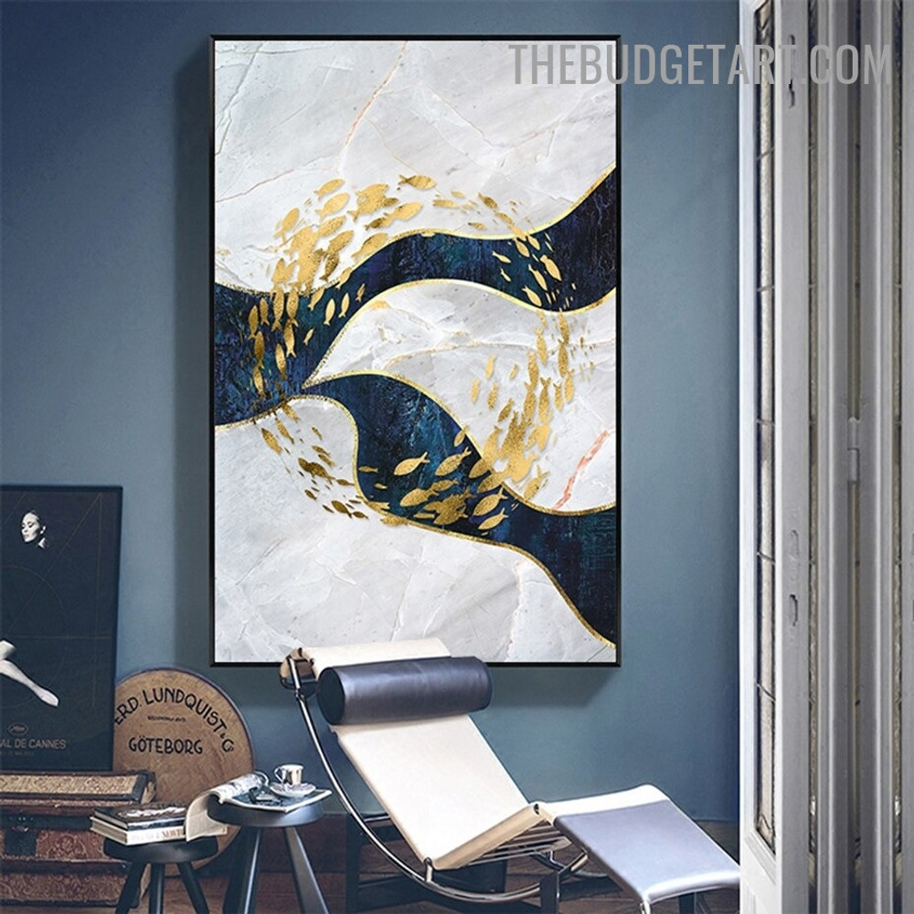 Aureate Fish Abstract Animal Modern Artwork Photo Canvas Print for Room Wall Getup