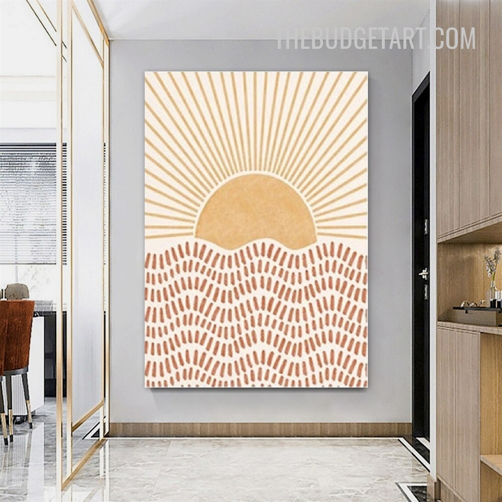 Sun Lines Abstract Scandinavian Painting Picture Canvas Wall Art Print for Room Adornment