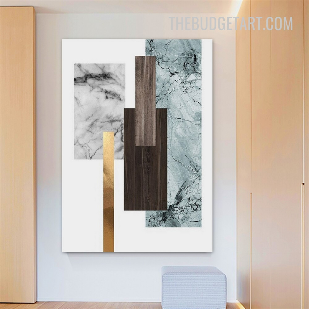 Rectangle Marble Pattern Abstract Modern Painting Picture Canvas Art Print for Room Wall Flourish