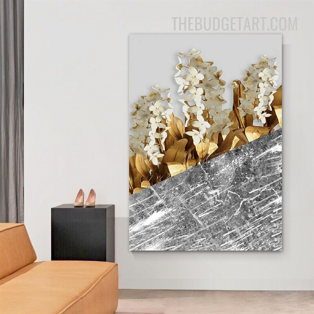 Leafs Flowers Abstract Floral Modern Painting Picture Canvas Art Print for Room Wall Disposition