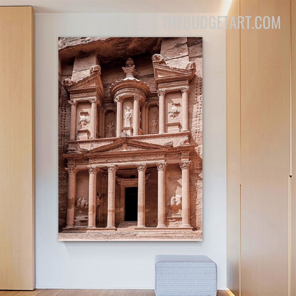Wonderful Petra Architecture Landscape Scandinavian Painting Picture Canvas Wall Art Print for Room Illumination