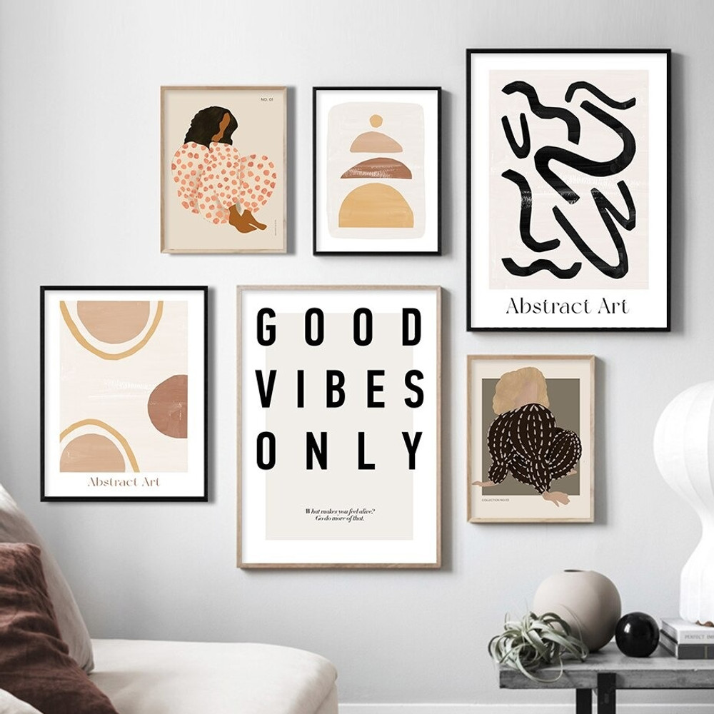 What Makes You Feel Scandinavian 6 Multi Panel Abstract Painting Set Photograph Typography Canvas Print for Room Wall Garnish