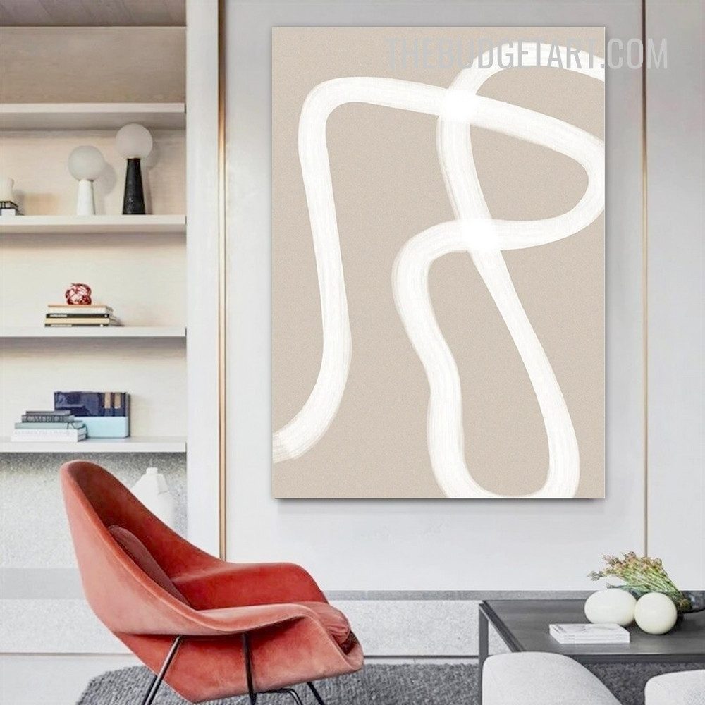 Curvy Line Abstract Scandinavian Painting Picture Canvas Wall Art Print for Room Embellishment