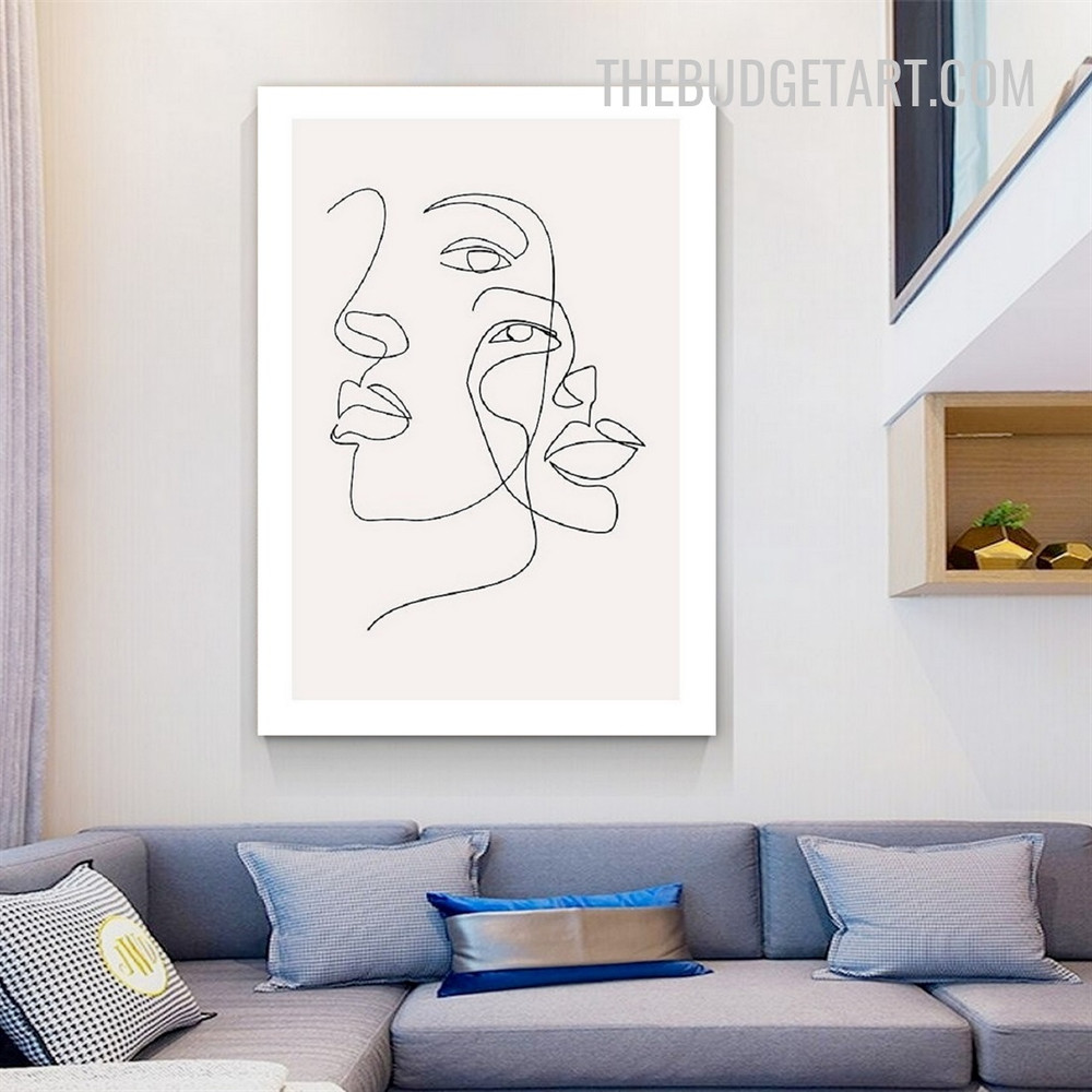 Circuitous Line Face Abstract Modern Painting Picture Canvas Art Print for Room Wall Garnish