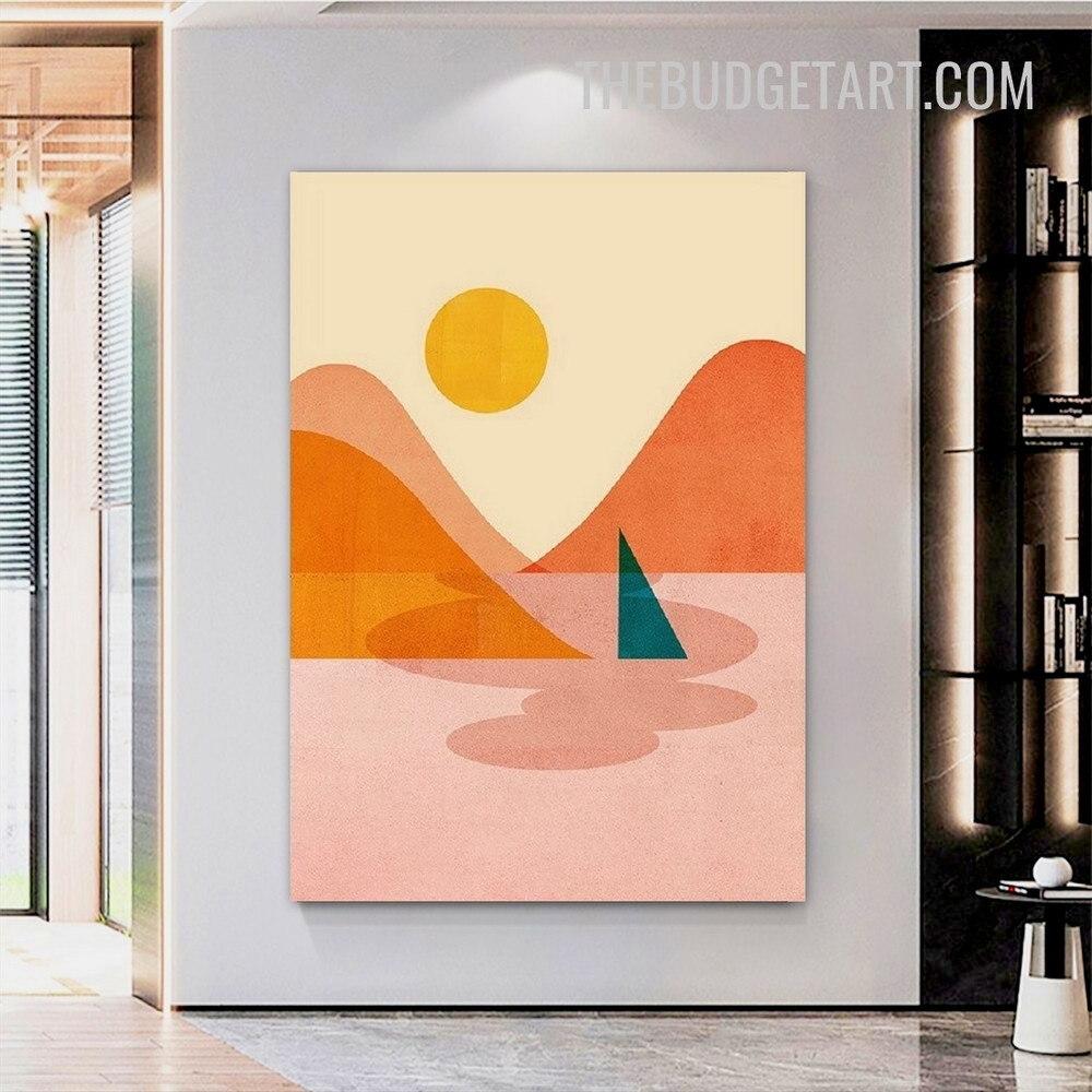 Mountains Lakes Abstract Naturescape Modern Painting Picture Canvas Wall Art Print for Room Garniture