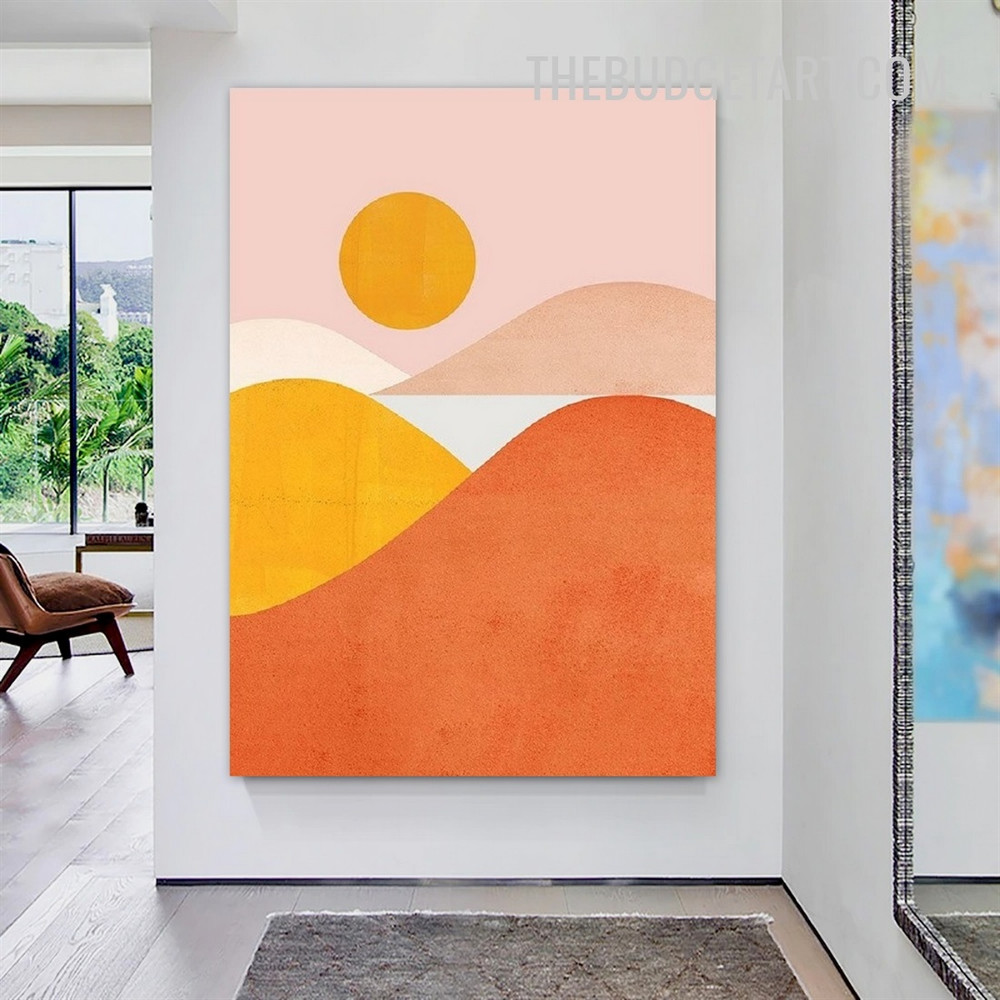 Sun Mountains Abstract Naturescape Modern Painting Picture Canvas Art Print for Room Wall Molding