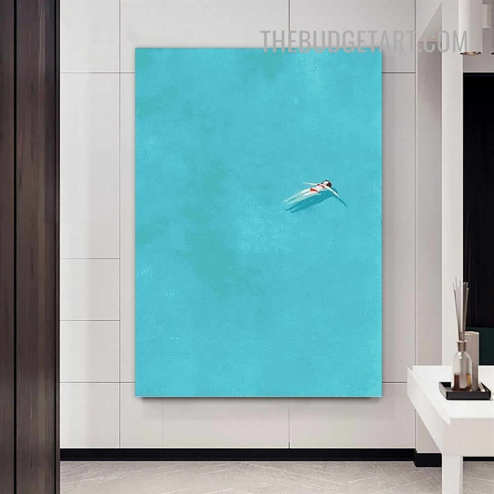 Swim Girl Abstract Figure Modern Painting Picture Canvas Art Print for Room Wall Finery