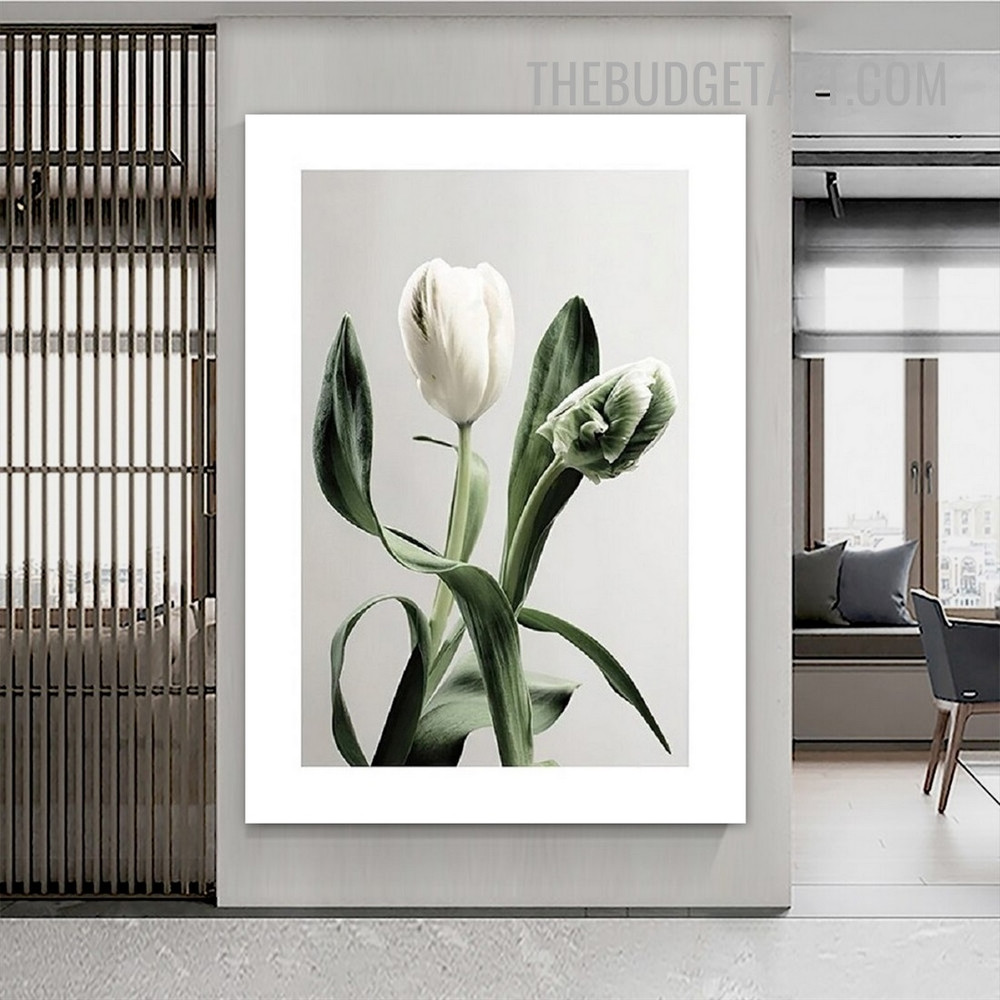Tulip Flower Abstract Floral Modern Painting Picture Canvas Art Print for Room Wall Finery