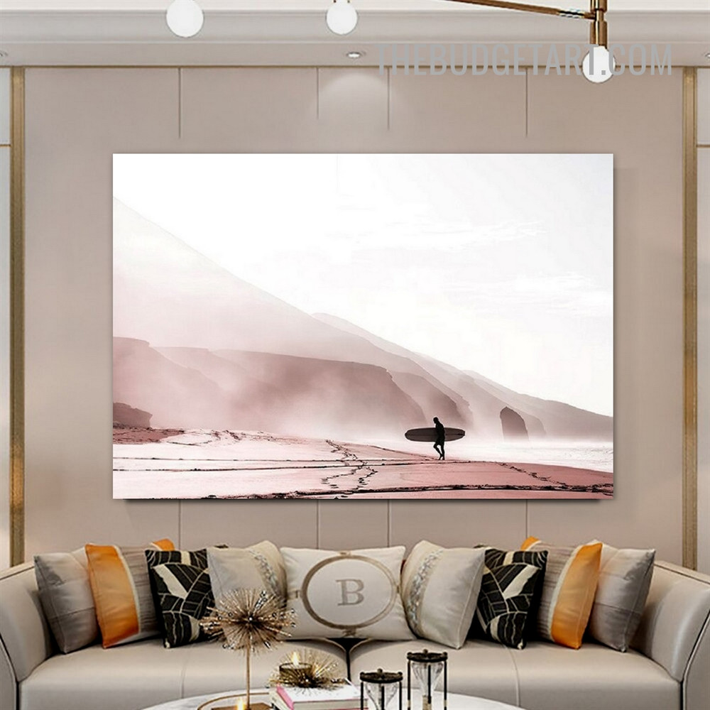 Surfing Human Landscape Modern Painting Picture Canvas Wall Art Print for Room Flourish