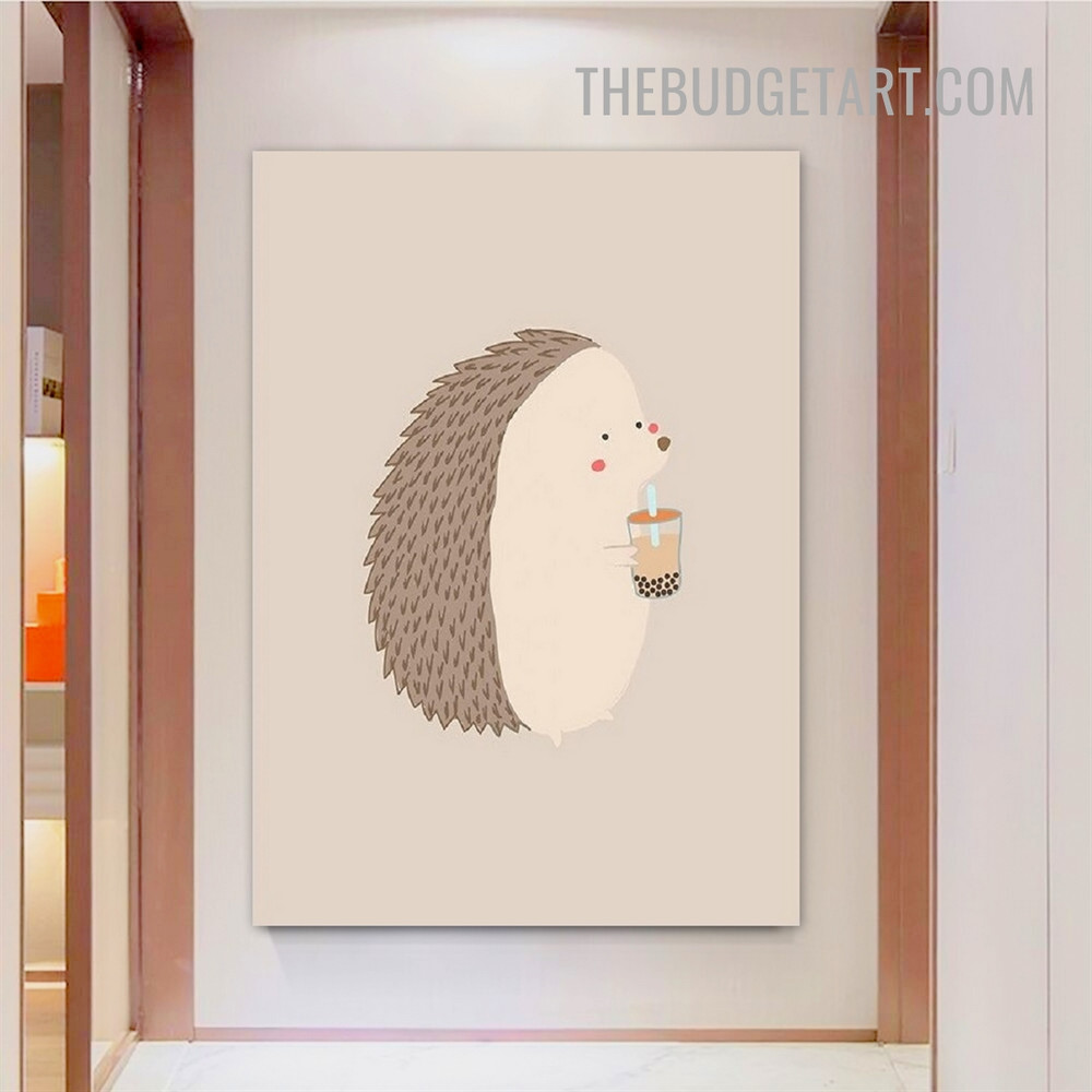 Hedgehog Cartoon Animal Modern Painting Picture Canvas Wall Art Print for Room Embellishment