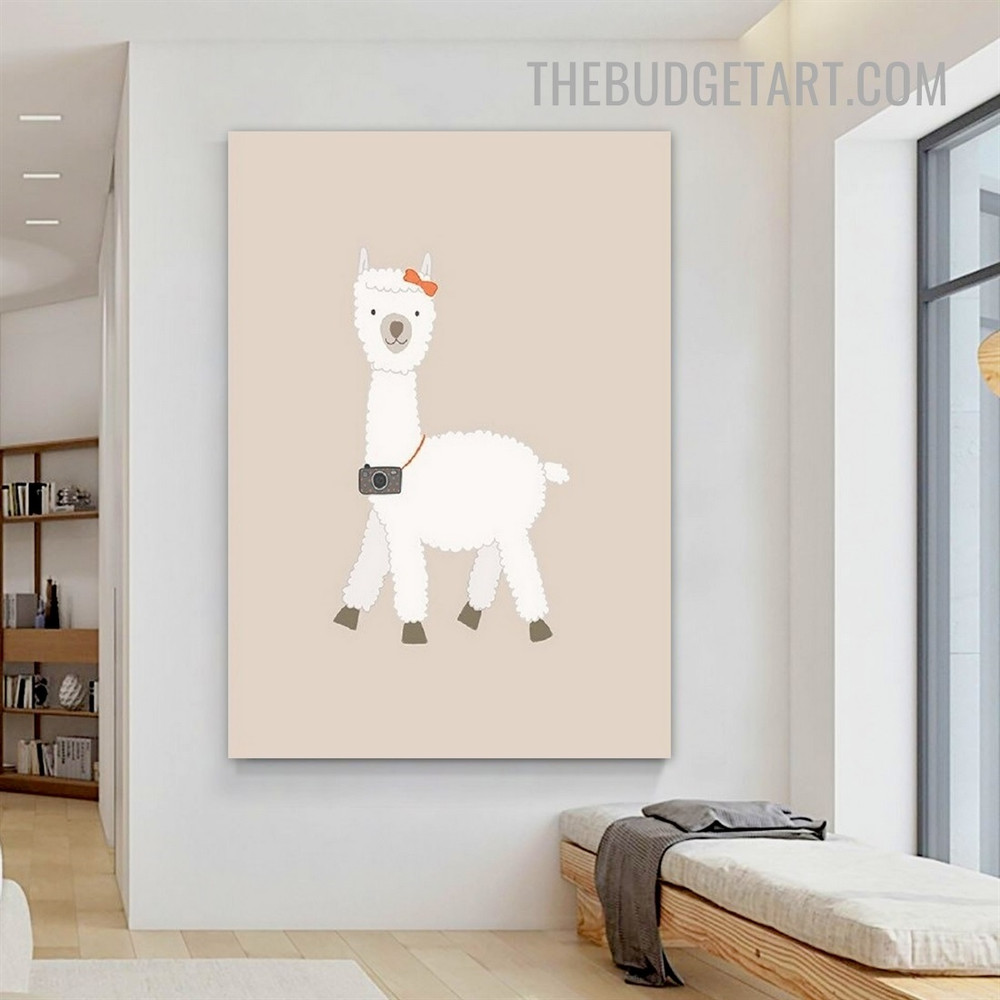 Sheep Cartoon Animal Modern Painting Picture Canvas Art Print for Room Wall Trimming