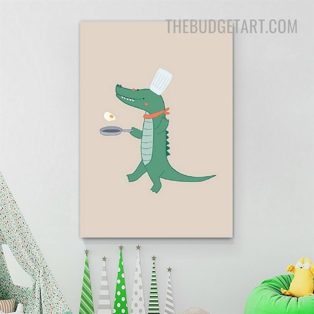 Crocodile Cartoon Animal Modern Painting Picture Canvas Art Print for Room Wall Décor