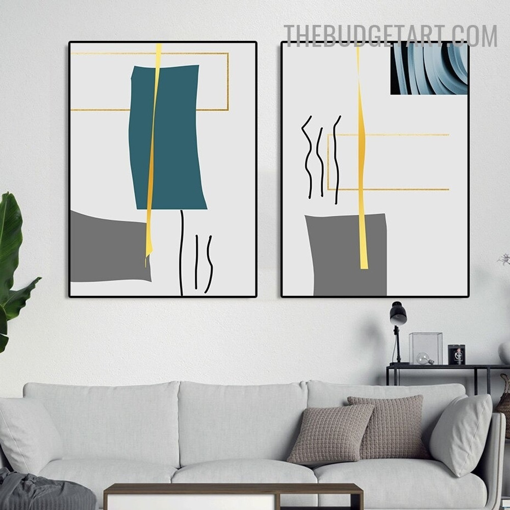 Straight Lines Abstract Nordic Modern Painting Image Canvas Print for Room Wall Equipment 