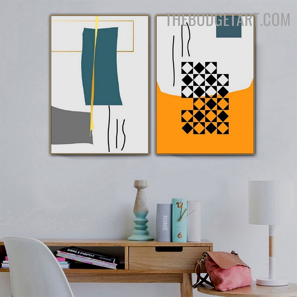 Lozenge Abstract Nordic Modern Painting Picture Canvas Print for Room Wall Ornamentation 