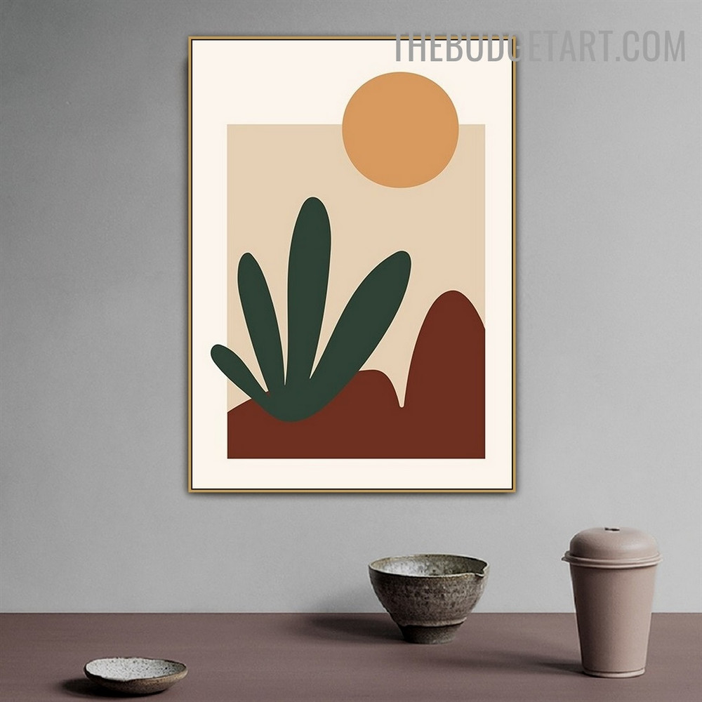 Hills Cactus  Abstract Scandinavian Modern Painting Image Canvas Print for Room Wall Trimming
