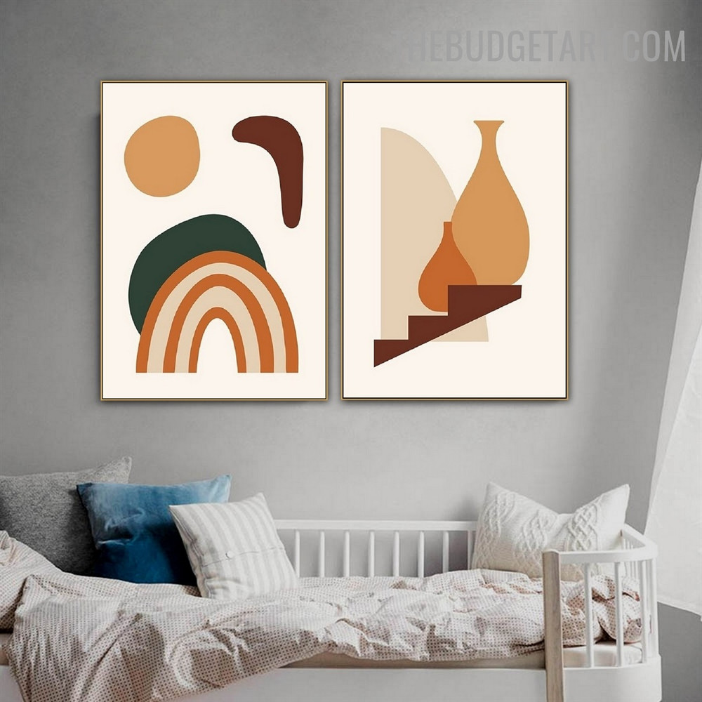 Blur Sun Abstract Scandinavian Modern Painting Image Canvas Print for Room Wall Moulding