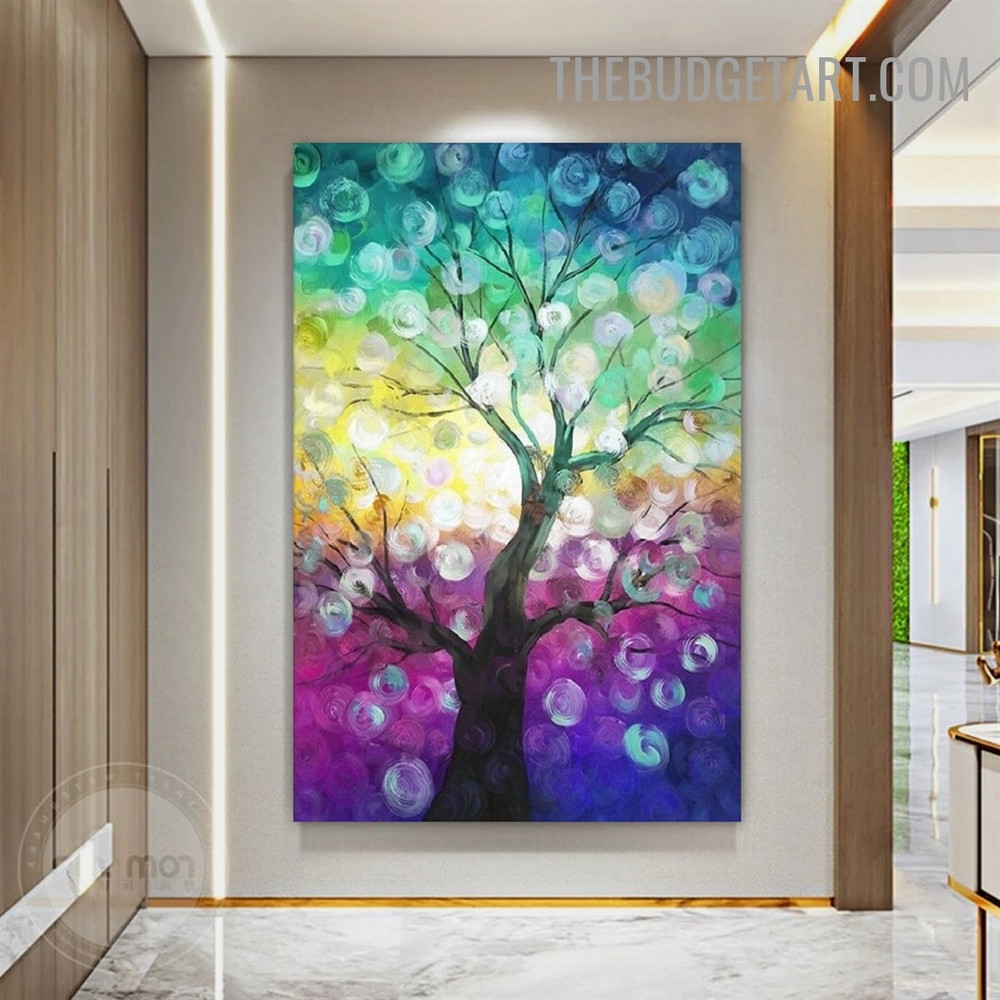 Fortune Tree Floral Abstract Handmade Contemporary Art Painting for Interior Wall Décor